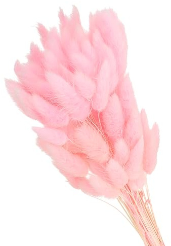 PATIKIL 15,7 Zoll Hasenschwanz getrocknete Blumen, 120 Stück Pampasgras Dekor Kaninchen Schwanz Natürliches Pampasgras Groß Flauschiges für Zuhause Boho Dekor Vase Hochzeitstisch, Pink