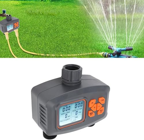 Bewässerungs-Timer mit 2 Ausgängen, programmierbarer Tropfbewässerungs-Timer mit Regensensor, 2-Zonen-Sprinkler-Timer, Gartenschlauch-Timer für den Außenbereich