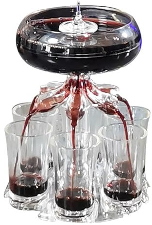 Dispensador de vasos de chupito, dispensador de licor de 6 vasos de chupito - Juego de vasos de chupito con dispensador de alcohol | Dispensador de licor y soporte para bebidas Shots con 6 tazas para