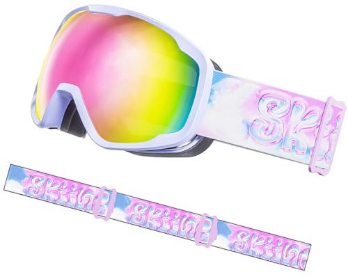 MARCBUSE Kinder-Skibrille, Outdoor-Sportbrille, beschlagfrei, Snowboardbrille, Schneebrille für Jungen, Mädchen, Teenager, Alter 3–15 Jahre