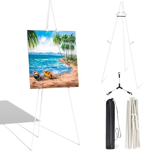 Künstler Staffelei Stand, 169cm Faltbare Metall Staffelei, Tragbar Ständer für Kunstdisplays, Hochzeitsschilder, Poster, Malerei (Weiß)