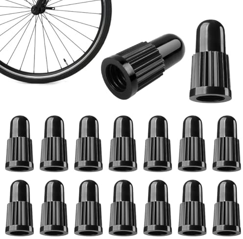 FOMGIIN 20 Stück Fahrrad Ventilkappe, Französisches Ventil Kappen Reifenventil Staubschutzkappen, Luftventilkappe Fahrradreifen Ventilkappen, Staubkappe Fahrradventil für Presta Rennrad, Schwarz