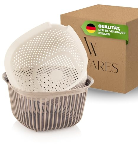Viwares Eckige Schüssel mit Siebeinsatz, 4 L, BPA-freie Küchenschüssel, Abtropfgestell mit Schüssel, Küche Sieb, stapelbar, Siebschale für Waschen, Abtropfen, Servieren, Salate und Gemüse