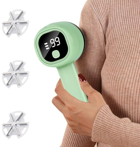 Husoiuy Lint - Rasoio per rimuovere pelucchi con display digitale, per maglioni, tappeti, divano e lana
