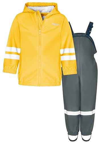 Playshoes Basic regnsäker jumpsuit enfärgad gul/grå, 104 unisex-barn och tonåringar