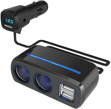 Adattatore di ricarica portatile per auto con doppia porta USB e voltmetro Presa di corrente intelligente da 80 W per ricarica da viaggio
