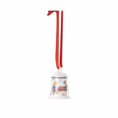 Hutschenreuther Weihnachten Sammelkollektion 2025 Weihnachtsspiele Porzellan-Miniglocke Brettspiel/Höhe 5 cm, Weiß