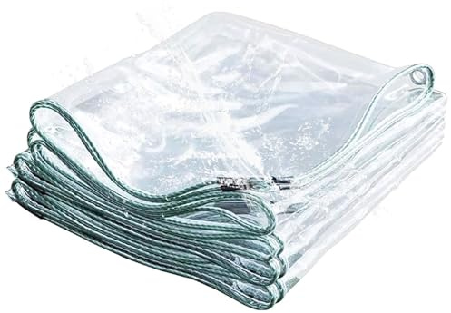 Telo Trasparente 130 x 250 cm Polietilene Rinforzato Antistrappo, Impermeabile Coperture Multiuso Telo Occhiellato Rinforzato per Rimessaggi Tende Balconi Coperture, trasparente