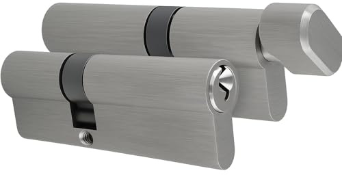 Set de serrures cylindriques 55/40 mm | Cylindres de verrouillage et de bouton avec 5 clés | Cylindres profilés pour porte d’entrée et porte d’appartement | Set de serrures pour la sécurité et le