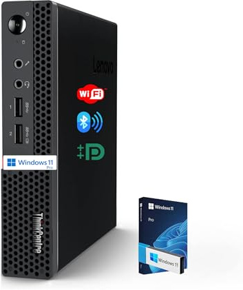 Lenovo Business Mini Desktop PC, AMD Processor, 4GB DDR4 RAM, 128GB PCIe SSD Drive, Dual Display Support, Wi-Fi, Bluetooth, USB & Ethernet Port, Windows 11 Pro, w/o Keyboard & Mouse