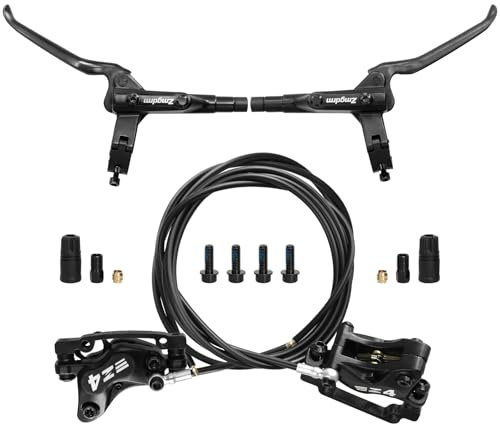 ZTZ 4-Kolben MTB Hydraulische Scheibenbremsen Set, Aluminium, für Mountainbike und eBike, Vorne 850mm und Hinten 1600mm, mit Montageadapter