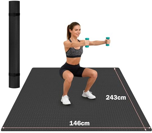 Stepwaver XXL-Yogamatte,243x152x0.6cm Dicke Fitnessmatte Groß für Heimstudio & Garagenboden, Sportmatte rutschfest, ultra-langlebig, dicke große Yogamatte für Home-Workouts