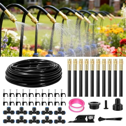 Système d'Irrigation Goutte à Goutte, Arrosage Automatique pour Jardin, Buse Brumisatrice Réglable 360°, Tête d'Arroseur Rotative à Haut Débit pour Jardin, Terrasse et Plantes en Pot (10M)
