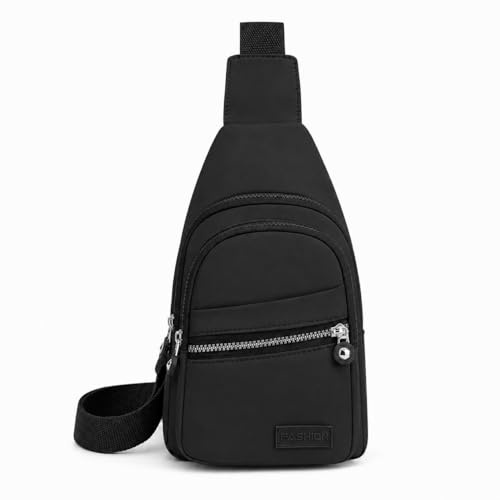 PINEPAN Kleiner Sling-Rucksack Crossbody-Sling-Tasche für Damen und Herren Brusttasche Tagesrucksack Umhängetasche für Outdoor, Wandern und Reisen, Schwarz