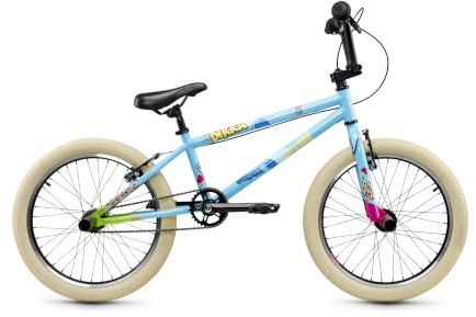 S’COOL BMX Fahrrad 16 & 20 Zoll, 1-Gang, Robustes Freestyle Bike, DIKKA BMX Limited Version, ab ca. 7 Jahre, ab ca. 130 cm, Hellblau