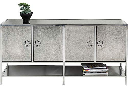 Kare Design Sideboard Moonscape, silbernes, glas moderne Sideboard (H/B/T) 80x155,5x42cm