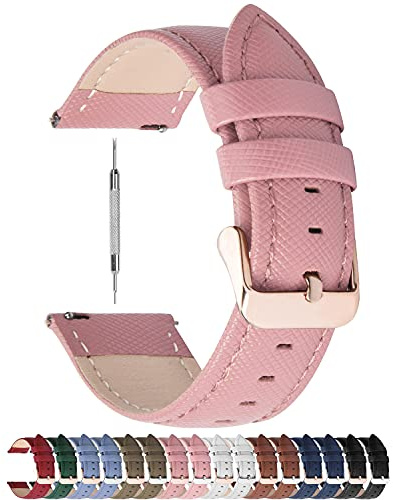 Fullmosa Uhrenarmband 20mm kompatibel mit Garmin Vivoactive 6/5/4/Venu SQ | Cross Lederarmband für Samsung Galaxy Watch 7 6 5 4 FE 40mm 44mm/Galaxy 5 Pro 45mm/6 Classic 43mm Damen Rosa
