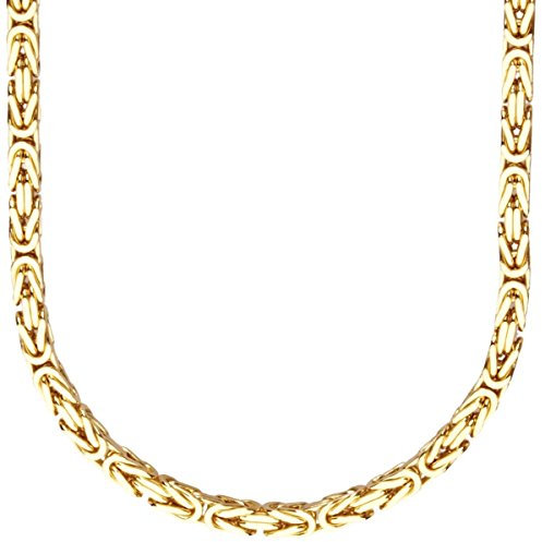 .iced-out. Sterling 925er Silber Königskette - BYZANTIN 4x4mm gold 90cm
