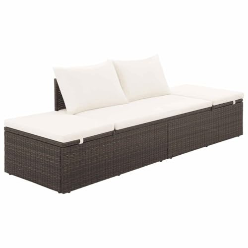 vidaXL Lettino Prendisole da Esterno in Polyrattan 195x60x60cm Marrone Sdraio