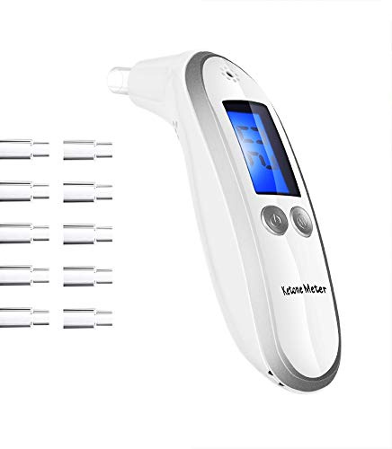 Ketone Breath Tester Meter,Ketosis breathalyzer for Testing ketosis with 10pc Mouthpieces(White)