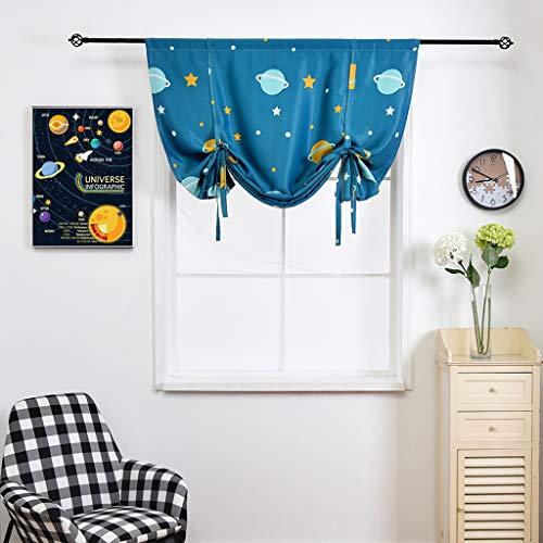 SimpVALE Verdunklungsrollo mit süßem Planet bedruckt, Thermo-Vorhang mit Stangentasche – für Schlafzimmer, Wohnzimmer, Küche, Kinderzimmer, blau, Width 100cm/Drop 140cm