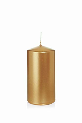 INNA-Glas Velón navideño/Vela Taco Rosella, Dorado, 12cm, Ø6cm, 40h Vela de Nochebuena - Candela