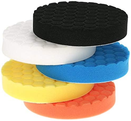 5-teilige Schwamm Polieren Pad Kit Compound Polierschwamm Auto Drill Polishing Pad for Auto Schleifen, Polieren, wachsen, Autopolierkit (7 180mm)