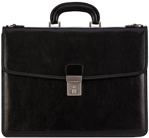 Time Resistance Leder Aktentasche - Leder Tasche Handgefertigt in Italien - Arbeitstasche mit Schultergurt - Businesstasche - Umhängetasche