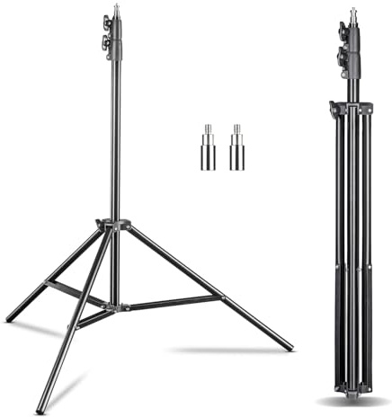 Walimex pro FT-8051 2er Set Lampenstativ 260cm - Lichtstativ mit Federdämpfung, Höhe max 260 cm, 5 kg Traglast, Aluminium, für Fotografie Studio Outdoor, mit Tasche und Adapter