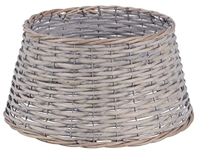 Floralcraft Woven Willow Christmas Tree Skirt - 57cm Base X 28cm Height, Xmas Tree Stand Rattan Wicker Basket Christmas Tree Decoration (Grey)