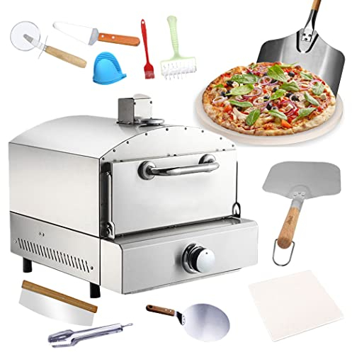 Outdoor Pizzaofen, Hochwertiger Pizza-backofen, Tragbarer Holzofen Pizzaofen aus Edelstahl mit Pizzastein, Eingebautes Thermometer, BBQ Pizza Maker für Outdoor Backyard Cooking