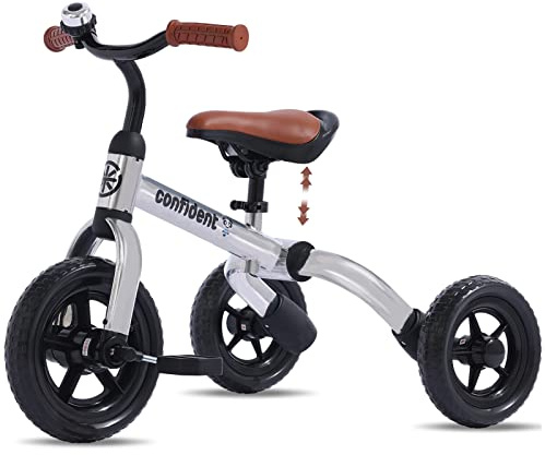 YGJT 3 in 1 Tricycle for Toddlers Age 2-5 Years Old, Folding Kids Balance Bike with Adjustable Seat and Removable Pedal, Toddler Bike Ride-on Toys for Infant, Gifts for Baby Boys Girls Birthday