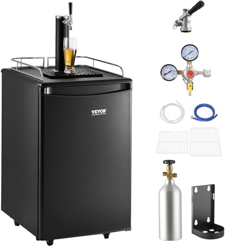 VEVOR Beer Kegerator, Single Tap Commercial Draft Beer Dispenser for D system, Full Size Keg Refrigerator with 5lbs CO2 Tank, Hold 2 Sixth / 2 Ball lock keg, Black