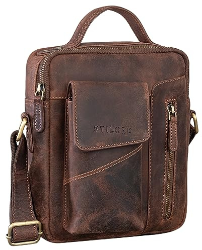 STILORD Otis Stilvolle Umhängetasche Herren aus echtem Leder Klein - Schultertasche Ledertasche für Männer zum Umhängen mit Henkel Farbe:Veleta - braun
