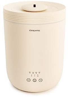 CREATE / Humizen Ultraschall-Luftbefeuchter, gebrochenes Weiß, 2,2 l, Diffusor für ätherische Öle, Timer, LED, extrem leise, automatische Abschaltung, Minimalistisches Design