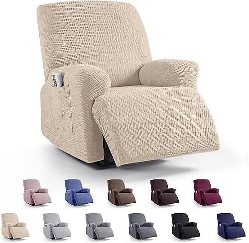 LINGKY Stretchhusse für Relaxsessel, Sesselschoner mit Tasche, 1 Sitzer, Beige, Waschbar