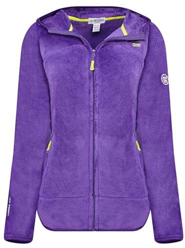 Geographical Norway Upalood Lady - Polaire épaisse Femme Chaude Capuche Fermeture Zip - Veste Automne Hiver Printemps Chaud Femmes - Longues Manches Vetement Pull Fourrure Doux Confort