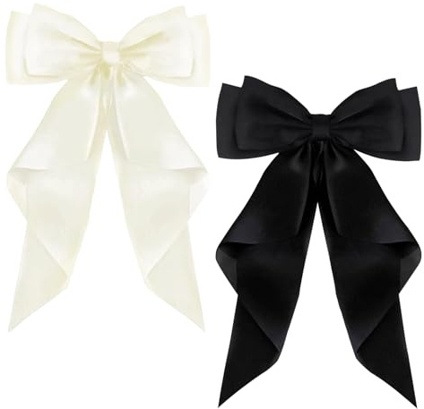 GNRYQ 2 Stück Haarschleife Schleife Haare Haarschleife Damen Hair Bow Damen Haar Zubehör Schleife Haarspangen Geeignet Für das Tägliche Leben, Geburtstag Party und Andere Anlässe (Schwarz + Weiß)