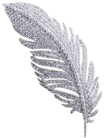 SSyang Perle Federbrosche, Damen Brosche, Anstecknadeln Federbrosche infacher Perlen Pin Broschen,Legierung eingelegte künstliche Brosche Schmuck,für Frauen kreativ und nützlich (Silber)