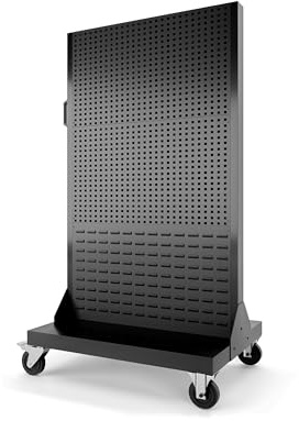 Jan Nowak Verktygsvagn med Perforerad Panel Verkstadsvagn Metall | Komfortgrepp, 4 Hjul, Pulverlackerad | 155,5 cm x 96,5 cm x 61 cm | Svart