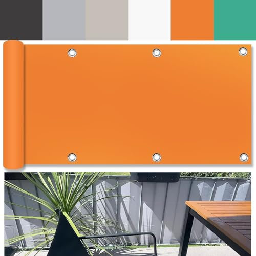 Ufamiluk Balkon Windschutz 80x2500cm Blickdichte 100% Privatsphäre Wetterfest UV-Schutz balkonverkleidung für Balkon Zaun Terrassen Garten Swimming Pool Orange 80 cm hoch