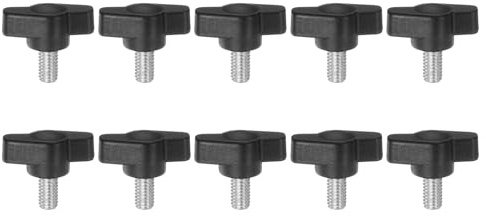 QUARKZMAN 10Pcs Boutons à Ailettes en T en Plastique M6 x 10mm avec Filetage Mâle Standard, Boutons en T/Z Réglables, Poignées de Serrage à Main, Vis à Serrage Par Pouce, Noir