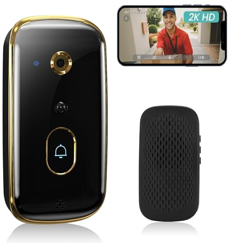 Kabellose Video Türklingel Kamera, 720P WiFi batteriebetrieben | Smart Doorbell mit Bewegungserkennung Zwei Wege Audio Nachtsicht für Haussicherheit