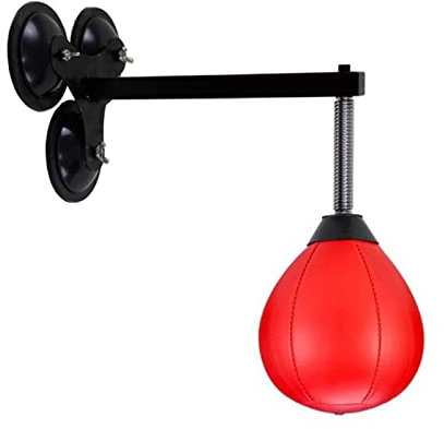 Speed Bags zum Boxen zur Wandmontage, Flexibler Boxsack aus Leder für Erwachsene und Kinder, Stressbälle/Spielzeug mit Saugnapf zum Entlasten des Trainings (Farbe: Rot, Größe: 22 cm (8,6 Zoll))