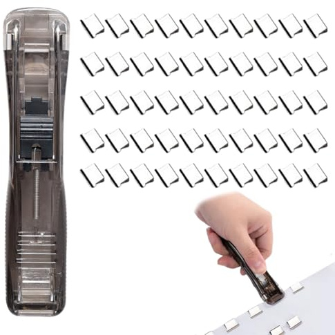 Häftklammerdispenser, 1 st Bärbar Snabb häftklammerdispenser, återanvändbar häftklammerdispenser med 50 häftklamrar, kontor, skolor och andra platser Påfyllning av plasthäftklamrar