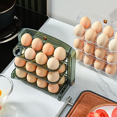 Organizzatore per Uova da Frigorifero, Portauova con Scomparto Portauova Pieghevole a 3 Strati, Protezione per Uova Contenitore per Uova in Plastica Dispenser per Uova per