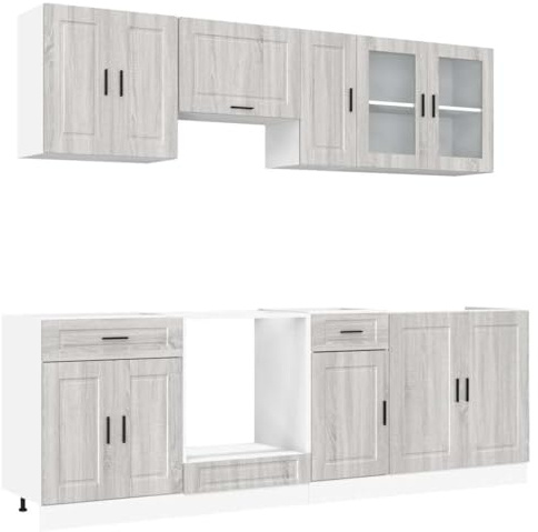 vidaXL 8-TLG. Küchenschrank-Set Kalmar Grau Sonoma Holzwerkstoff