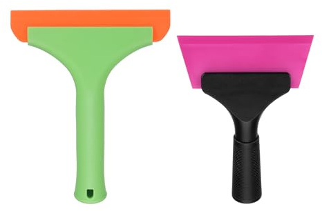 sourcing map Small Silicone Shower Squeegee for Glass Doors, 6 Bath Squeegee with 5 Small Rubber Window Shower Squeegee for Bathroom Window Mirror, Green/Orange, Black/Pink