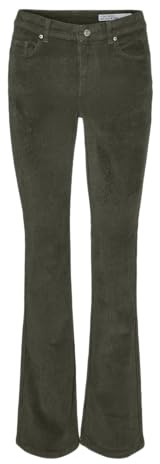VERO MODA Jeans da Donna Vmflash Mr Corduroy Noos Flared Fit, Notte Foresta, 32W x 34L