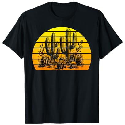 Vintage Opuntia Cactaceae Cactus Sunset Saguaro Cactus T-Shirt